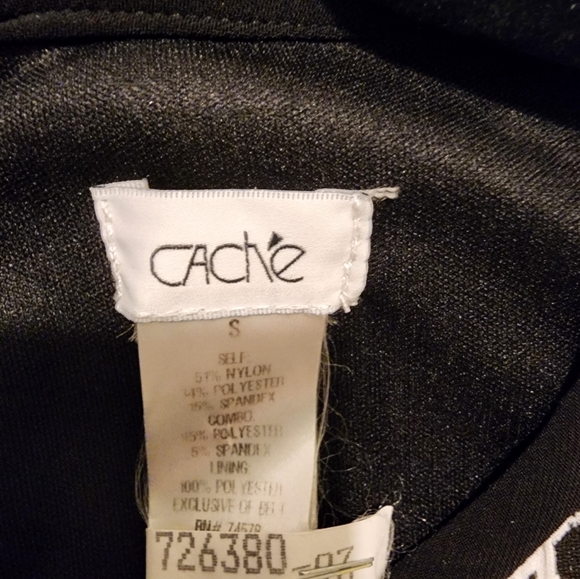 Textured Black and White Vintage Caché Dress - Size 2 - EUC - Picture 5 of 8